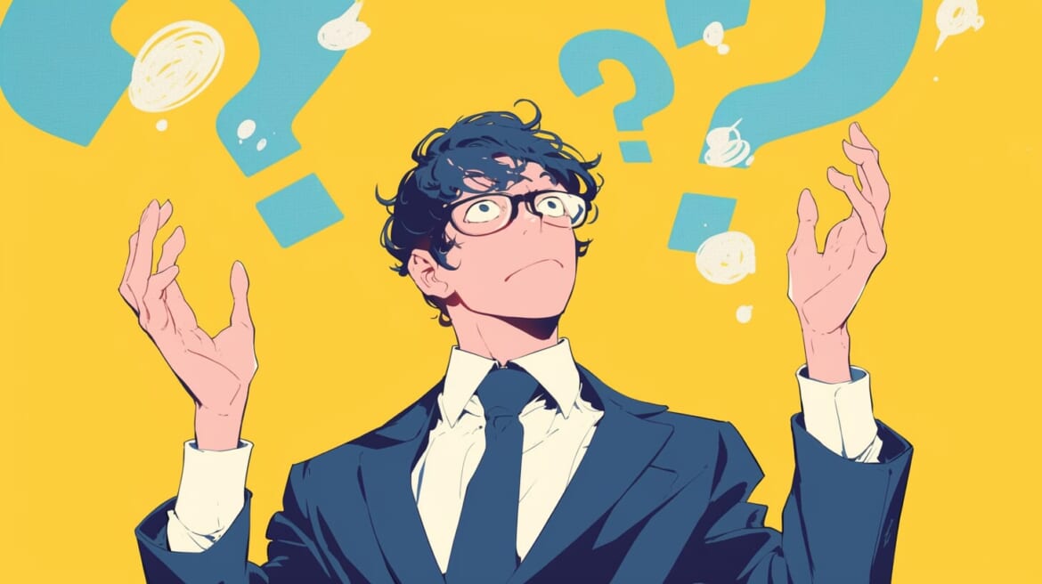 戦略なきマーケティングの本質を問うビジネスパーソンのイラスト