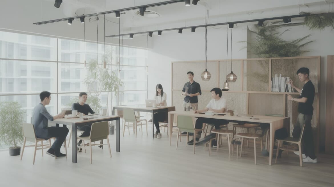 コワーキングスペースでの起業相談風景