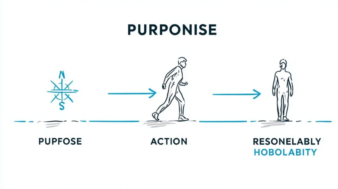 「目的」「行動」「責任」の3要素を図式化したイラスト