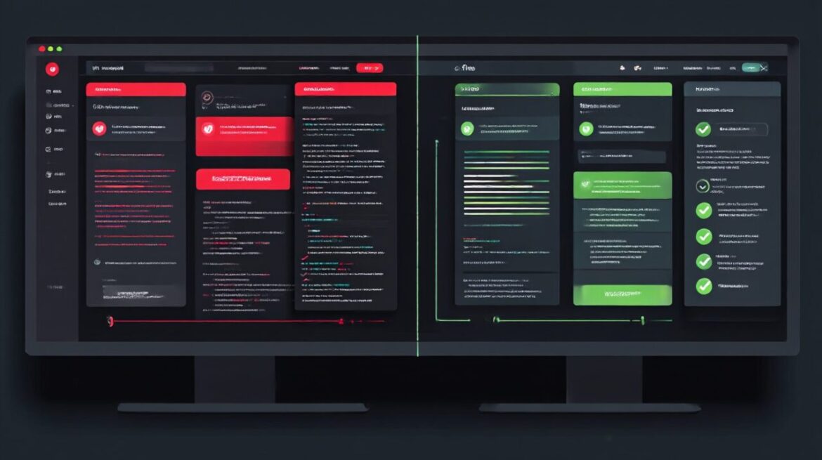 プロンプトの違いによるAI行動の変化｜左右分割画面で示す正常動作と異常動作の対比図

