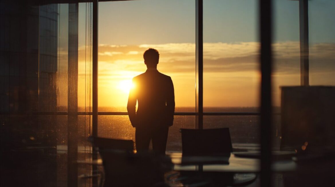 新たなスタートを見つめるENTP起業家を描いたイラスト