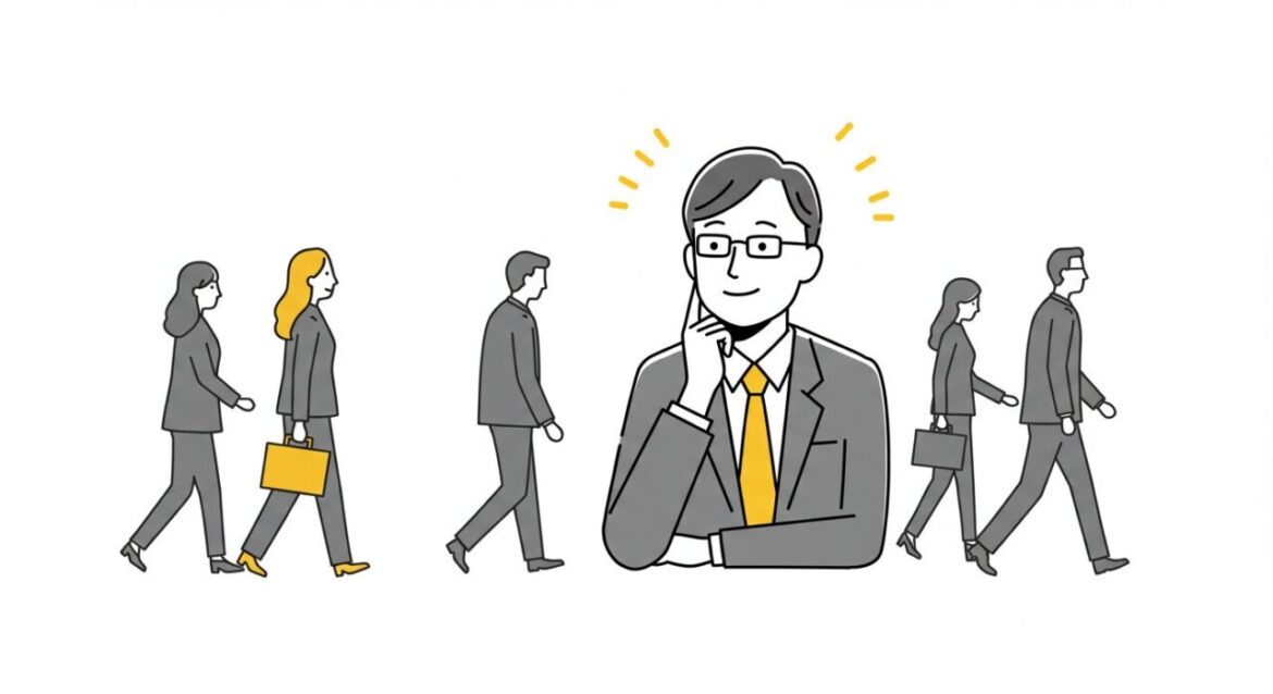 理想を追いすぎて行動できずに立ち止まるINFP起業家のイラスト