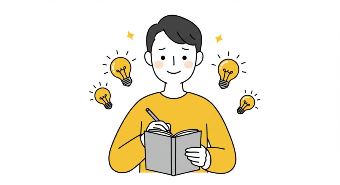 理想を現実で活かす方法を考えるINFP起業家のシンプルなイラスト