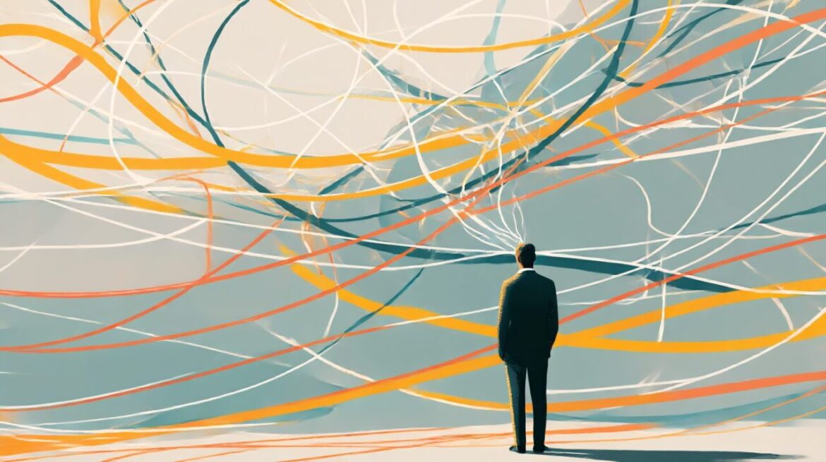 INTJの完璧主義やコントロール欲を象徴する分岐する道と複雑な思考のイメージ